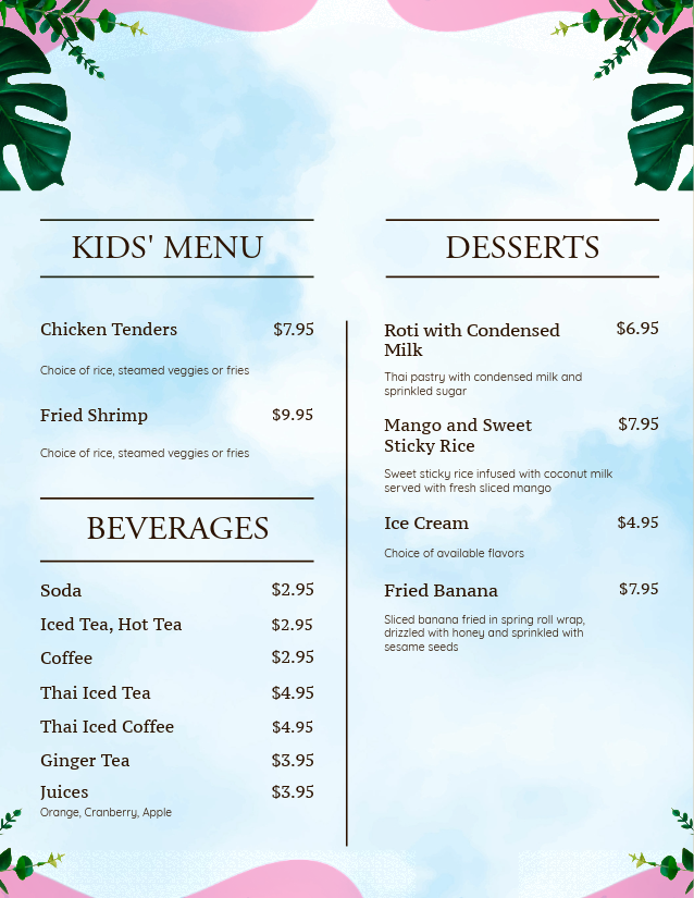Menu Page 8